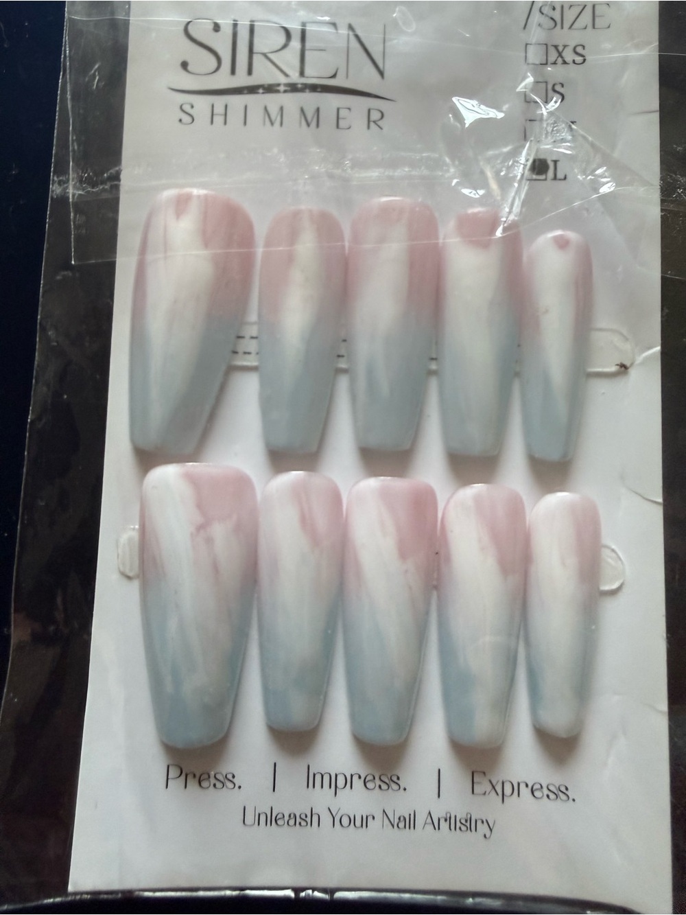 Pink & White Marbled Press-On Nails
